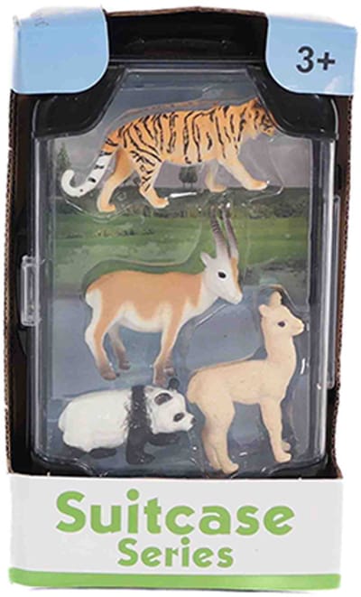 PIA Soft Toys - Wilde dieren Kofferspeelset (Medium) 10 cm x 5 cm x 16,5 cm