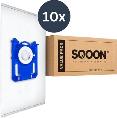SQOON® Stofzuigerzakken - 10 Stuks - Geschikt voor AEG, Philips, Electrolux, Standaard BAG - Passend in o.a. AEG VX4, VX6, VX8, 6000 serie, GR201 of Philips Active, PowerPro, PerformerPro, PH99, FC8021/03, FC8021/05