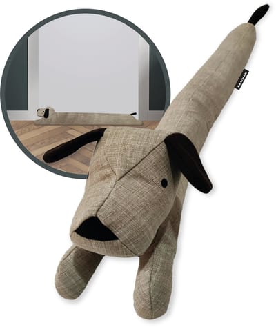 Kaaiman® Tochtstopper hond - Tochthond - Decoratieve Windstopper - Tochthonden voor deuren - Tochtstopper dier - Tochtrol dier - Tochtrol hond - 91 cm - Verzwaarde Tochtstopper - Geluidsblokker voor onderkant Deur - Bruine Hond