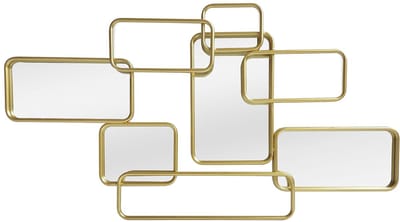 Vente-unique Art deco asymmetrische spiegel - B. 85 x H. 45 cm - Goudkleurig metaal - OMAYA