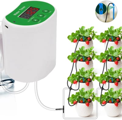 Automatisch irrigatiesysteem - Waterdruppelaar - Automatisch Druppelirrigatiesysteem - Slimme timer | Nauwkeurige druppelirrigatie - 2000mAh - 8 Druppelaars & 2m Slang + Filter tegen verstopping