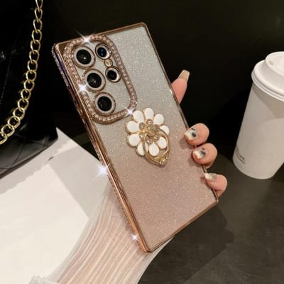 Pour Samsung Galaxy S25 Ultra Luxe Placage Strass Cadre Bague Diamant Support Étui de Téléphone Pour Samsung S22 S23 S24 S25Plus Housse For Samsung Galaxy S24 Ultra