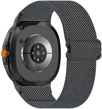 Nylon bandje - geschikt voor Samsung Galaxy Watch 8 (40mm) / Galaxy Watch 8 (44mm) / Galaxy Watch 8 Classic - elastisch - donkergrijs