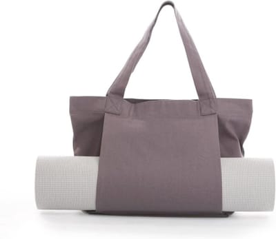 Yogatas - Met houder voor yogamat - Multifunctionele fitness-schoudertas - Grote capaciteit voor yoga-accessoires - Canvas tas - Geschikt voor sportschool, kantoor, reizen, strand, oefeningen, sport - Grijs