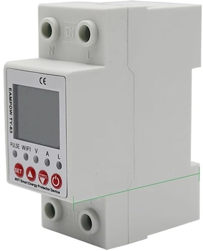 Aardlek Relais - Onderspanningsbeveiliging - Veilig Elektriciteit - Automatische Spanningsregeling - 2P 63A - Grijs