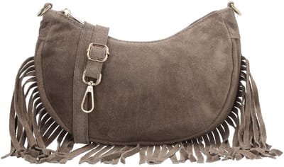 Charm London Elisa Schoudertas - Crossbody - Suède - Leer - Tas - Leren Dames Tas - Taupe