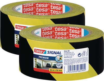 Tesa Premium - Waarschuwingsband Zelfklevend - Geel-Zwart - 66m x 50mm - 2 Stuks