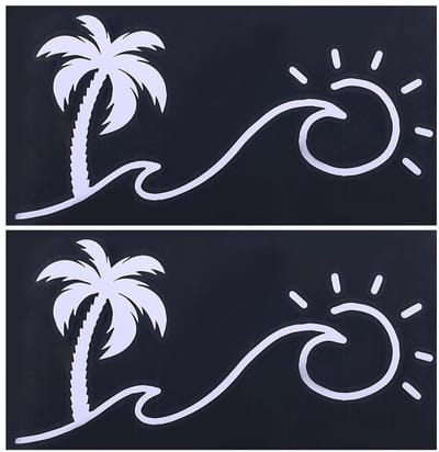 Store_7 - Decoratieve Muurstickers - Waterdichte Stickers voor Auto's - Palmbomen en Zon - Set van 4 - Voor Binnen en Buiten - Geschikt voor Divers...