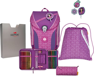 DerDieDas Schooltas ErgoFlex MAX Schulranzenset 5-delig Purple Dots Paars