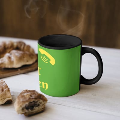 Magische Mok - Foto op Warmte Mokken - Koffiemok - Mij niet bellen - Telefoon - Groen - Magic Mok - Beker - 350 ML - Theemok