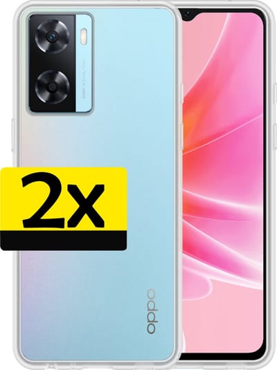 Hoesje - 2 Stuks - Geschikt voor OPPO A57s - Sterk & Shockproof - Case Siliconen - Back Cover - Telefoon Hoes - Telefoonhoesjes - Transparant