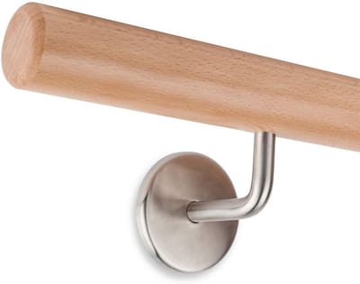 Leuning set hout - Beuken trapleuning - Veilig traplopen - Gelakt met veilige lak - 120 cm rond 45mm - Natuurlijk