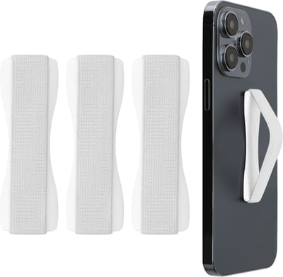 kwmobile vingerhouder voor smartphone - Vingergreep voor telefoon - Zelfklevende finger holder - Set van 3 - In wit