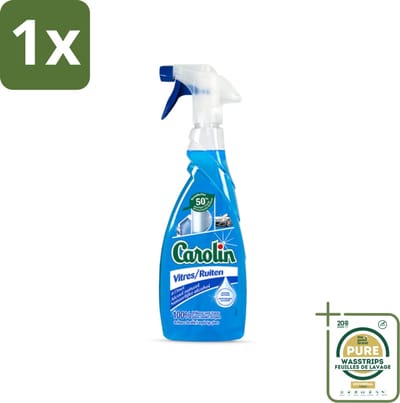 1 x Carolin - Glas- en Ruitenreiniger - Met Natuurlijke Alcohol - 650 ml- Glas Reiniger - Ruiten Reiniger - Natuurlijke Alcohol - Schone Ramen - Streeploze Glans
