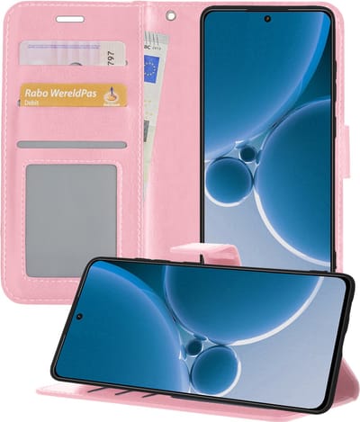 Hoesje - Geschikt voor OnePlus Nord 3 - Luxe Bookcase - Walletcase Hoes - Portemonnee - Cover - Telefoonhoes - Lichtroze