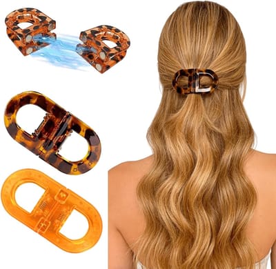 Set van 2 Magnetische Haarklemmen met Sterke Grip, Antislip Haarklemmen voor Haarstyling en Dagelijks Gebruik (Luipaardprint en Oranje)