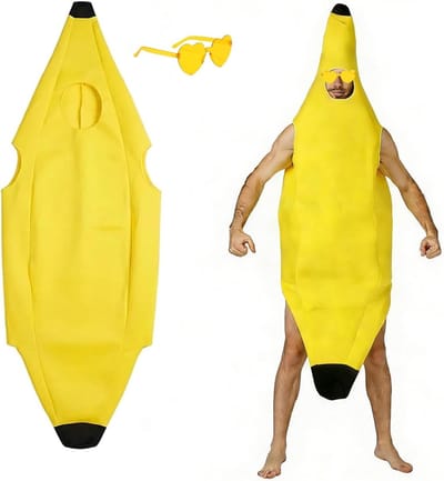 Banana Kostuum voor Volwassenen 150 cm - Grappige Eenstuk Fruit Outfit van Ademend Fleece voor Carnaval, Halloween en Cosplay Fotoshoot