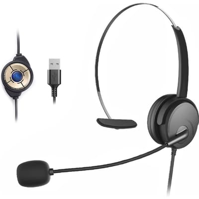 OY131 Single Ear Headset USB-hoofdtelefoon Hoofdgemonteerde computerhoofdtelefoon voor gesprekken met het rechter-/linkeroor zwart