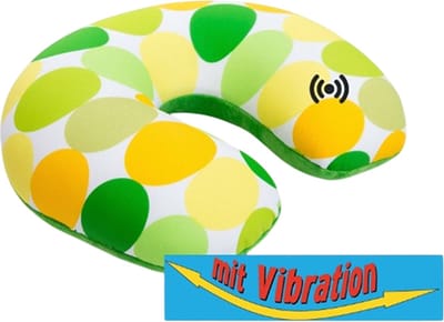 Kuschelmaxx Nekkussen met vibratiemassage - Reiskussen vliegtuig - Gele print - Stevig & zacht - Mooie print - Gevuld met microgranulaat - Vormvast & wasbaar - Ideaal voor op reis - Koele & warme zijde