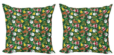 ABAKUHAUS Kussenhoezen Set – 2x40x40 cm, Dubbelzijdig bedrukt, Multicolor Groen