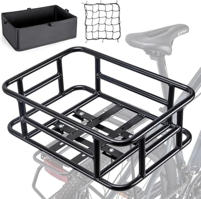 Fietsmand achter met laadnet en dikke voering voor fiets, dikke gevoerde tas voor fiets, e-bike