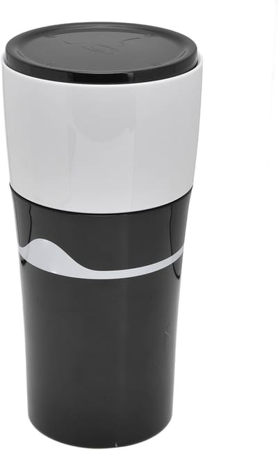 Draagbaar Koffiezetapparaat - Koffiebeker Machine - Reizen en Onderweg - 360 Graden Lekt Vrij - 19x10x10 CM - Zwart Wit