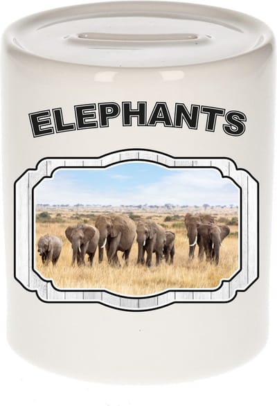 Dieren liefhebber olifant spaarpot 9 cm jongens en meisjes - keramiek - Cadeau spaarpotten olifanten liefhebber