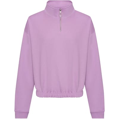 Just Hoods - Cropped 1/4 Dames Zip Sweater - Lavender maat L