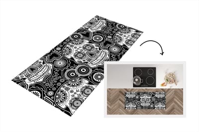 Keukenloper - Loper keuken - Tieners - Skull - Bloemen - Patronen - 120x50 cm - Keukenloper vinyl