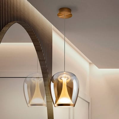 Schuller Valencia LED hanglamp Suspiro, Ø 25 cm, goud-/amberkleurig, glas