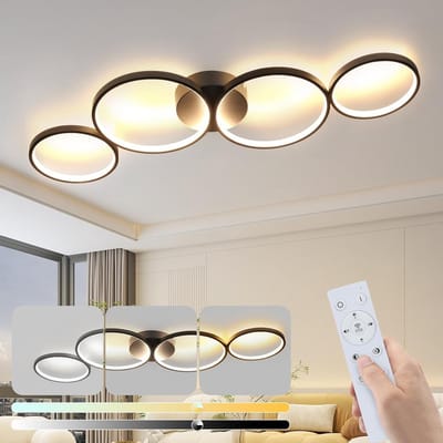 Moderne dimbare LED plafondlamp met 4 ringen voor woonkamer, slaapkamer en keuken - 100cm, 56W, met afstandsbediening en stijlvol ontwerp