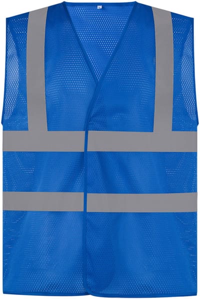 Yoko Hoge zichtbaarheid vest van gerecycleerd gaas YHVW120 - Royal Blue - M