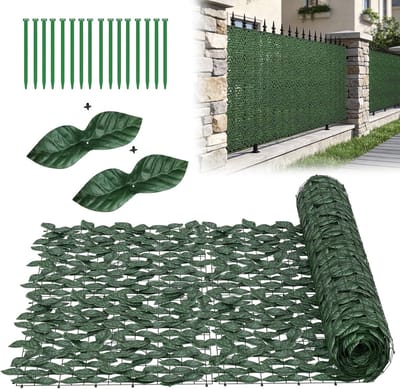 Inkijkbescherming Tegen Inkijk, 3x1m Klimophaag Groene Privacy Mat, PE Rankenblad Outdoorschermen voor Tuin/Terras/Gazon, Decoratieve Omheining Beveiligingsschermen, NAIZY