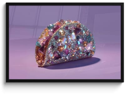 Poster in lijst - Fotolijst 90x60 cm - Posters - Edelstenen - Glitters - Paars - Kleurrijk - Posterlijst zwart - Decoratie - Wanddecoratie woonkamer - Muurdecoratie slaapkamer