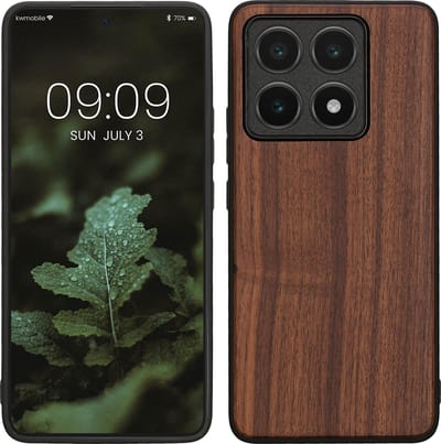 kwmobile telefoonhoesje geschikt voor Xiaomi 14T - Hoesje met bumper in donkerbruin - Backcover - hout