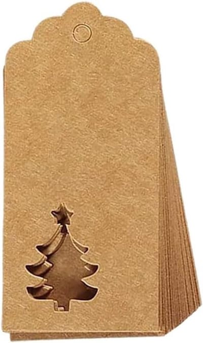 Kraft Hang Labels in Kerstboomvorm voor Cadeauverpakking met Touwtjes - 50 Stuks Gift Tags