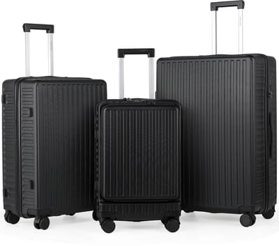 TAN.TOMI Kofferset – Harde Schil ABS, TSA Cijferslot, 3 Maten (41L/65L/95L) -zwart
