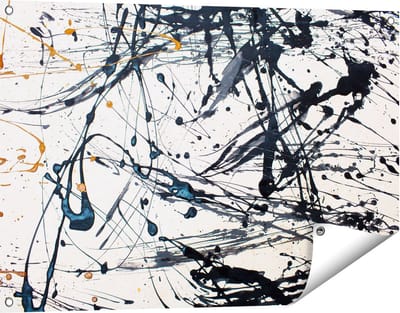 Gards Tuinposter Abstracte Kunst van Zwarte Verf - 90x60 cm - Tuindoek - Tuindecoratie - Wanddecoratie buiten - Tuinschilderij