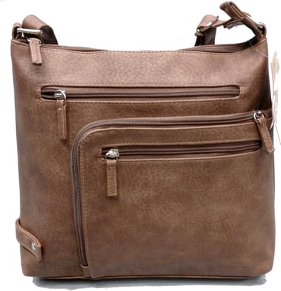 BEAGLES Omhang Crossbody Schoudertas Taupe Bruin Trendy Tas Handig Formaat