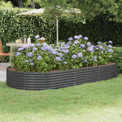 vidaXL - Verhoogde - tuinbak - gegalvaniseerd - staal - 296x140x36 - cm - antraciet