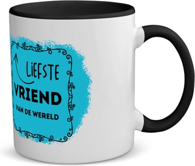 Akyol - liefste vriend van de wereld koffiemok - theemok - zwart - Vriend/vriendin - de liefste vriend - valentijnsdag - verjaardag - cadeautje voor vriendje - kado - geschenk - 350 ML inhoud