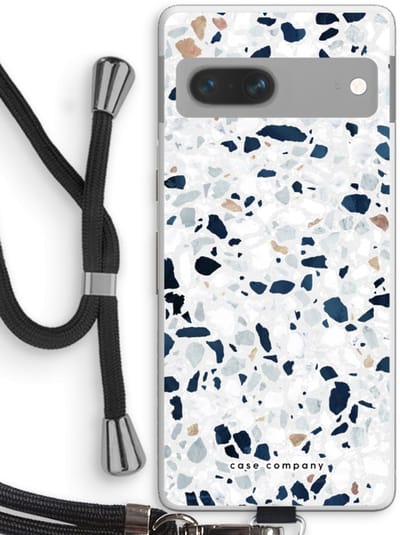 Case Company® - Hoesje met koord geschikt voor Google Pixel 7 hoesje met Koord - Terrazzo N°1 - Telefoonhoesje met Zwart Koord - Bescherming aan alle Kanten en Over de Schermrand