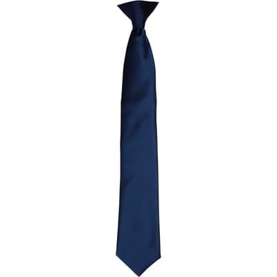 Premier Kleuren Heren Satin Clip Tie (Marine)