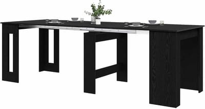 vidaXL Eettafel 240 x 85 x 75 cm Bewerkt hout Zwart eiken Rechthoekig, Moderne woonkamer, rechthoekige eettafel, extensible thuisoppervlak, praktische werkplek, waterbestendig middelpunt