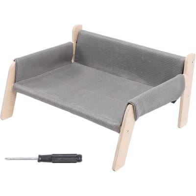 Lit Canapé pour Animaux de Compagnie Bois de Pin Look Élégant Polyvalent Soulagement de l'Anxiété Surélevé Canapé-Lit pour Chat Chien pour la Maison grise