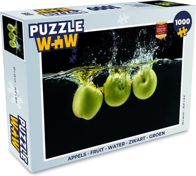 Puzzel Appels - Fruit - Water - Zwart - Groen - Legpuzzel - Puzzel 1000 stukjes volwassenen