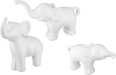Gilde Handwerk - Beeld - Sculptuur - Olifantjes - Set/3 - Porselein - Wit