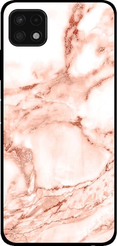 Smartphonica Telefoonhoesje voor Samsung Galaxy A22 5G marmer look - backcover marmer hoesje - Wit Rosé Goud geschikt voor Samsung Galaxy A22 5G