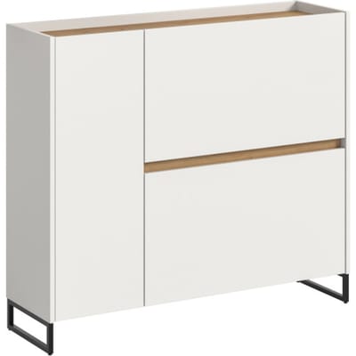 Schoenenkast op wielen in Wit en Eiken - Opbergoplossing voor 12 paar schoenen - 97x110x32cm