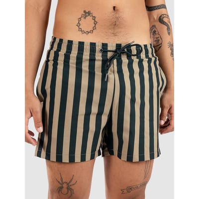 Urban Classics - Striped Seersucker Zwemshorts - S - Groen/Beige